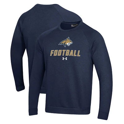 Men's Under Armour  Navy Montana State Bobcats Football Rival Fleece Raglan Pullover Sweatshirt