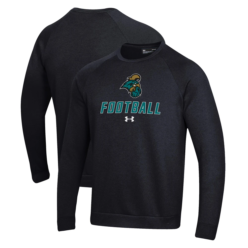 Men's Under Armour Black Coastal Carolina Chanticleers Football Rival Fleece Raglan Pullover Sweatshirt