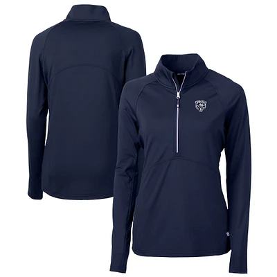 Women's Cutter & Buck  Navy Chicago Bears Adapt Eco Knit Stretch Recycled Half-Zip Pullover Top