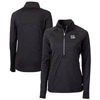 Women's Cutter & Buck  Black Cincinnati Bengals Adapt Eco Knit Stretch Recycled Half-Zip Pullover Top