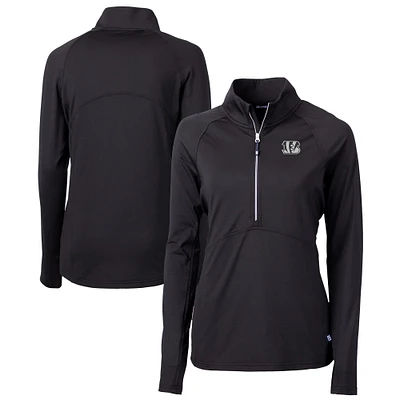 Women's Cutter & Buck  Black Cincinnati Bengals Adapt Eco Knit Stretch Recycled Half-Zip Pullover Top
