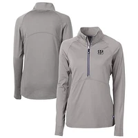 Women's Cutter & Buck  Gray Cincinnati Bengals Adapt Eco Knit Stretch Recycled Half-Zip Pullover Top