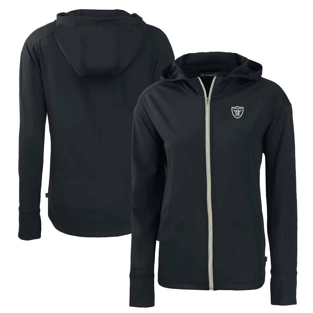 Women's Cutter & Buck Black Las Vegas Raiders Daybreak Eco Recycled Full-Zip Hoodie