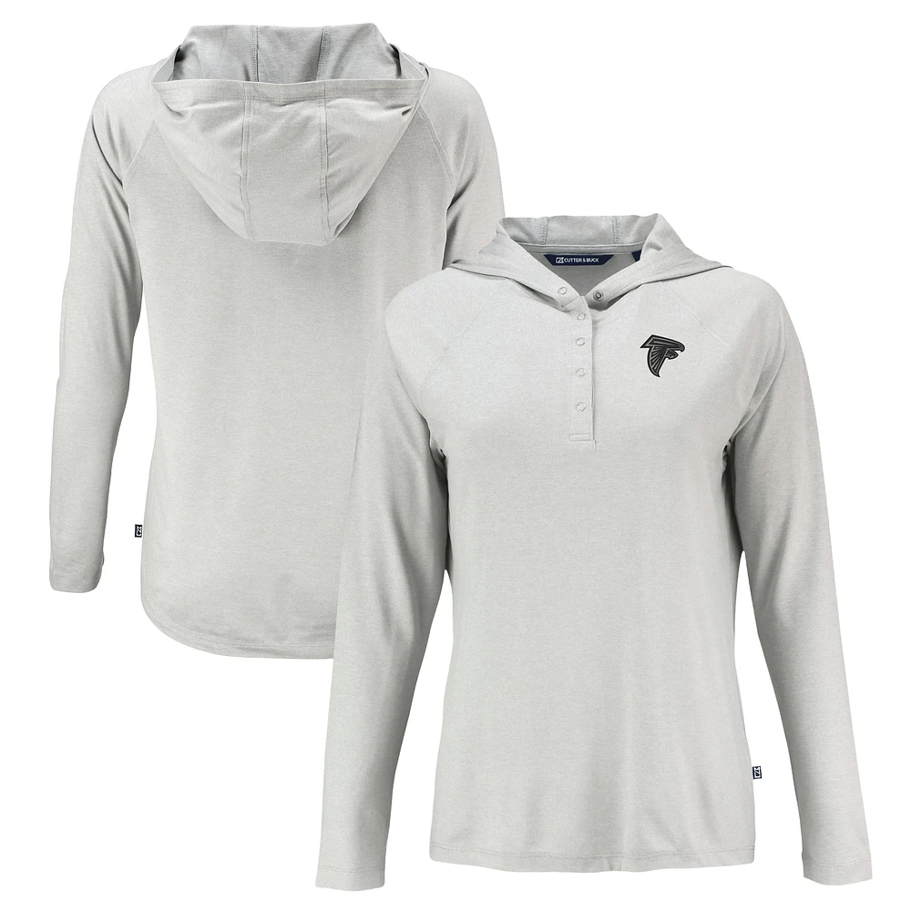 Women's Cutter & Buck Gray Atlanta Falcons Coastline Epic Comfort Eco Recycled Long Sleeve Hoodie T-Shirt