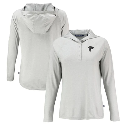 Women's Cutter & Buck Gray Atlanta Falcons Coastline Epic Comfort Eco Recycled Long Sleeve Hoodie T-Shirt