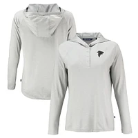 Women's Cutter & Buck Gray Atlanta Falcons Coastline Epic Comfort Eco Recycled Long Sleeve Hoodie T-Shirt