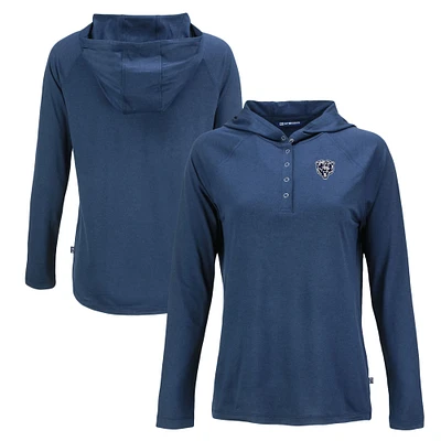 Women's Cutter & Buck Navy Chicago Bears Coastline Epic Comfort Eco Recycled Long Sleeve Hoodie T-Shirt
