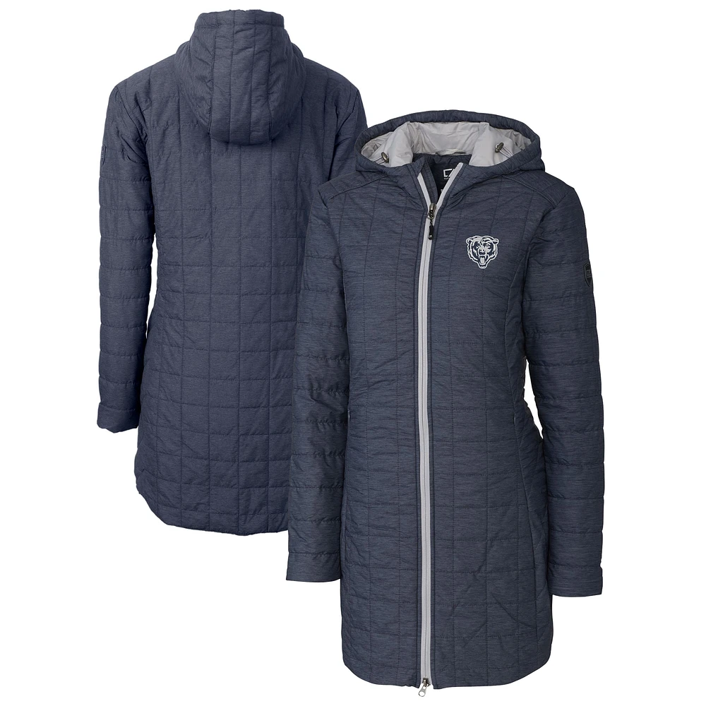 Women's Cutter & Buck Navy Chicago Bears Rainier PrimaLoft® Eco Insulated Full-Zip Hoodie Long Coat