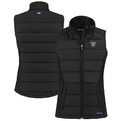 Women's Cutter & Buck Black Las Vegas Raiders Evoke Hybrid Eco Softshell Recycled Full-Zip Vest
