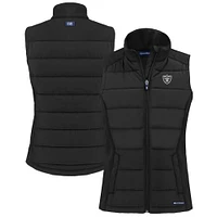 Women's Cutter & Buck Black Las Vegas Raiders Evoke Hybrid Eco Softshell Recycled Full-Zip Vest