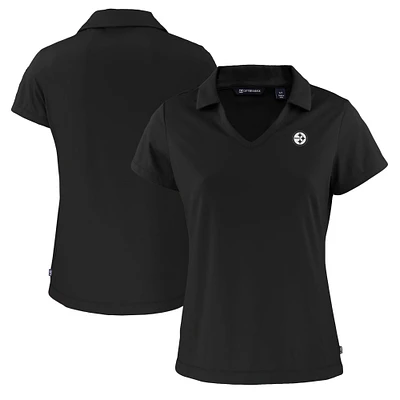 Women's Cutter & Buck Black Pittsburgh Steelers Daybreak Eco Recycled V-Neck Polo
