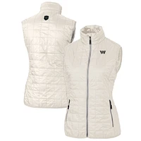 Women's Cutter & Buck Cream Washington Commanders Rainier PrimaLoft Eco Insulated Full-Zip Puffer Vest