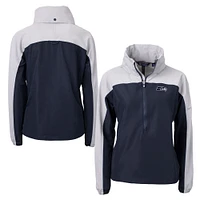 Women's Cutter & Buck College Navy Seattle Seahawks Charter Eco Recycled Half-Zip Hoodie Anorak Jacket