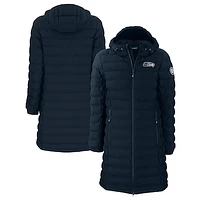 Women's Cutter & Buck College Navy Seattle Seahawks Mission Ridge Repreve Eco Insulated Full-Zip Hoodie Long Puffer Jacket