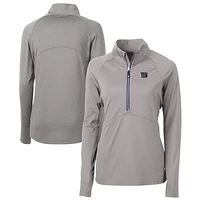 Women's Cutter & Buck  Gray New York Giants Adapt Eco Knit Stretch Recycled Raglan Half-Zip Top