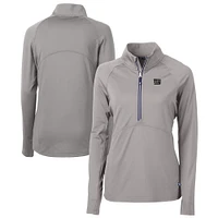 Women's Cutter & Buck  Gray New York Giants Adapt Eco Knit Stretch Recycled Raglan Half-Zip Top