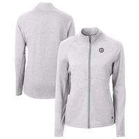 Women's Cutter & Buck  Heather Gray Pittsburgh Steelers Adapt Eco Knit Recycled Raglan Full-Zip Jacket
