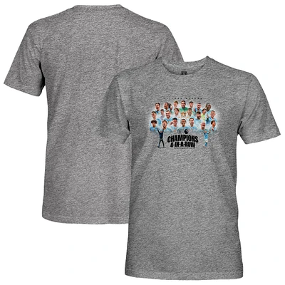 Men's 1863FC Heather Gray Manchester City Four-Time Consecutive Premier League Champions Squad Retro Tri-Blend T-Shirt
