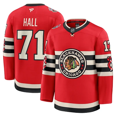 Men's Fanatics Taylor Hall Red Chicago Blackhawks 2025 NHL Winter Classic Premium Player Jersey