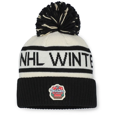 Women's Fanatics Cream/Black 2025 NHL Winter Classic Cuffed Knit Hat with Pom