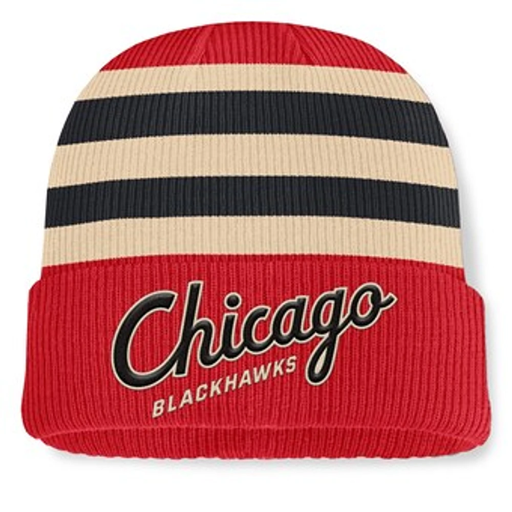 Men's Fanatics Red/Cream Chicago Blackhawks 2025 NHL Winter Classic Cuffed Knit Hat