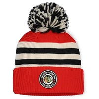 Women's Fanatics Red/Cream Chicago Blackhawks 2025 NHL Winter Classic Cuffed Knit Hat with Pom