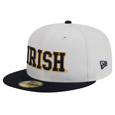 Men's New Era White/Navy Notre Dame Fighting Irish 59FIFTY Fitted Hat