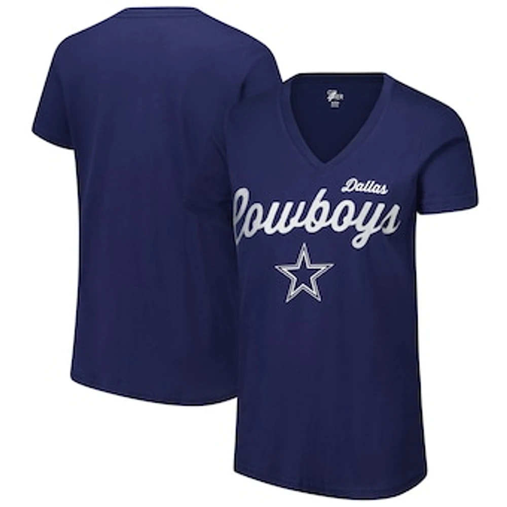 Women's G-III 4Her by Carl Banks Navy Dallas Cowboys Post Season V-Neck T-Shirt