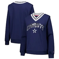 Women's Tommy Hilfiger Navy Dallas Cowboys Alice V-Neck Pullover Sweatshirt