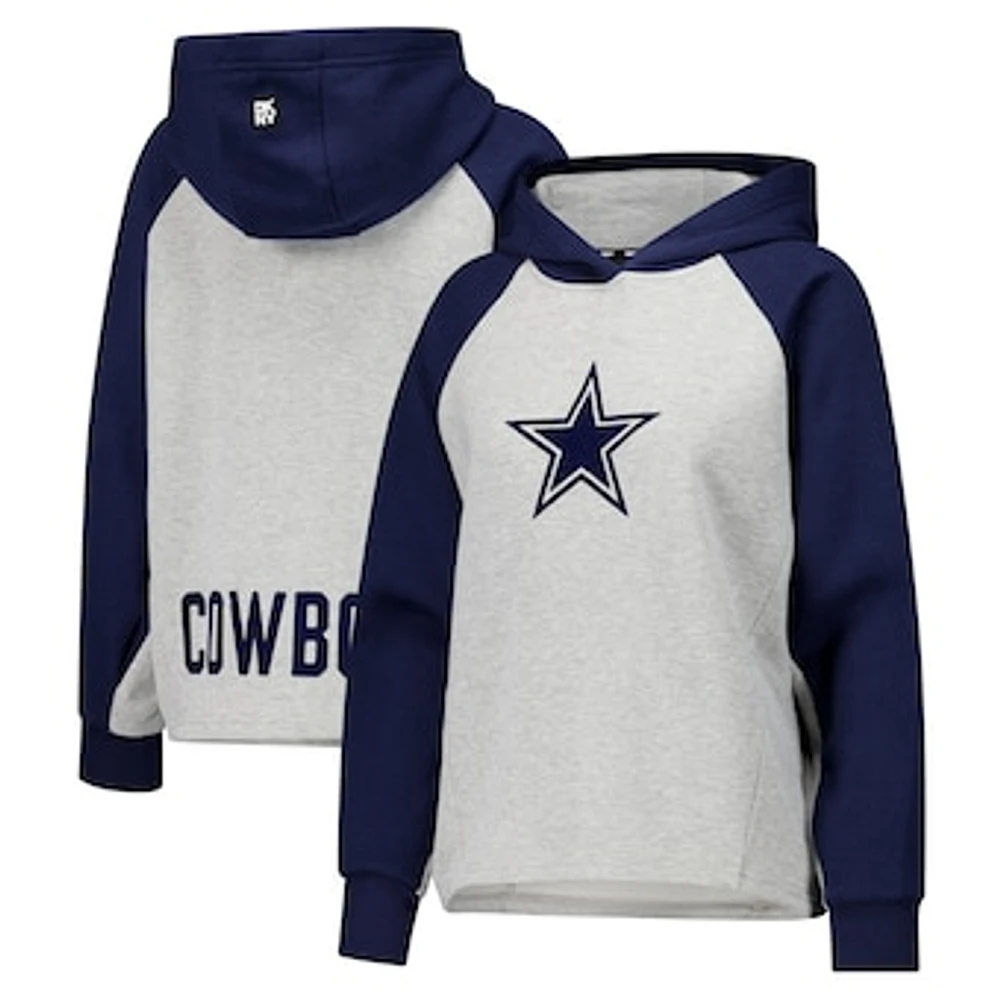 Women's DKNY Sport Gray/Navy Dallas Cowboys Joy Cropped Raglan Pullover Hoodie