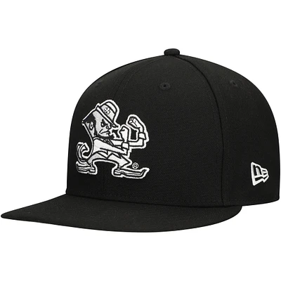 Men's New Era Black Notre Dame Fighting Irish Interlocking Team Logo 9FIFTY Snapback Hat