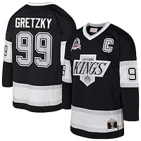 Youth Mitchell & Ness Wayne Gretzky Black Los Angeles Kings 1992/93 Captain Patch Blue Line Player Jersey