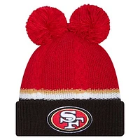 Women's New Era  Scarlet San Francisco 49ers Double Bubble Cuffed Knit Hat with Poms