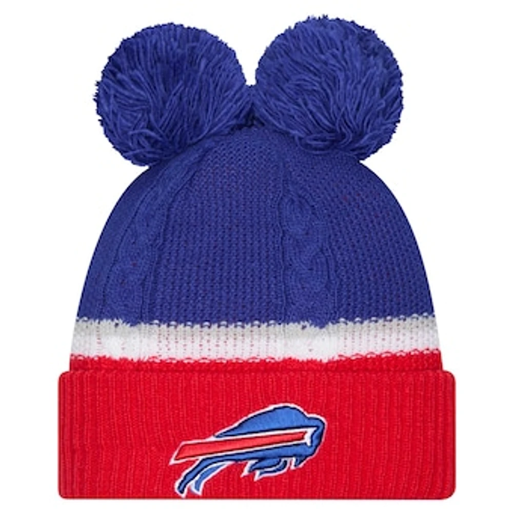 Women's New Era  Royal Buffalo Bills Double Bubble Cuffed Knit Hat with Poms