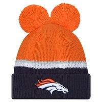 Women's New Era  Orange Denver Broncos Double Bubble Cuffed Knit Hat with Poms