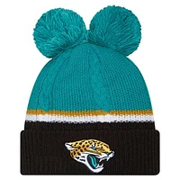 Women's New Era  Black Jacksonville Jaguars Double Bubble Cuffed Knit Hat with Poms