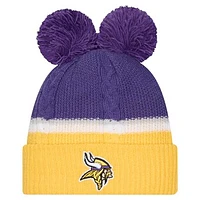 Women's New Era  Purple Minnesota Vikings Double Bubble Cuffed Knit Hat with Poms