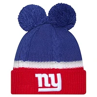 Women's New Era  Royal New York Giants Double Bubble Cuffed Knit Hat with Poms