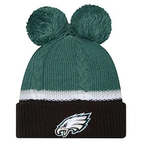 Women's New Era  Midnight Green Philadelphia Eagles Double Bubble Cuffed Knit Hat with Poms