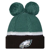 Women's New Era  Midnight Green Philadelphia Eagles Double Bubble Cuffed Knit Hat with Poms