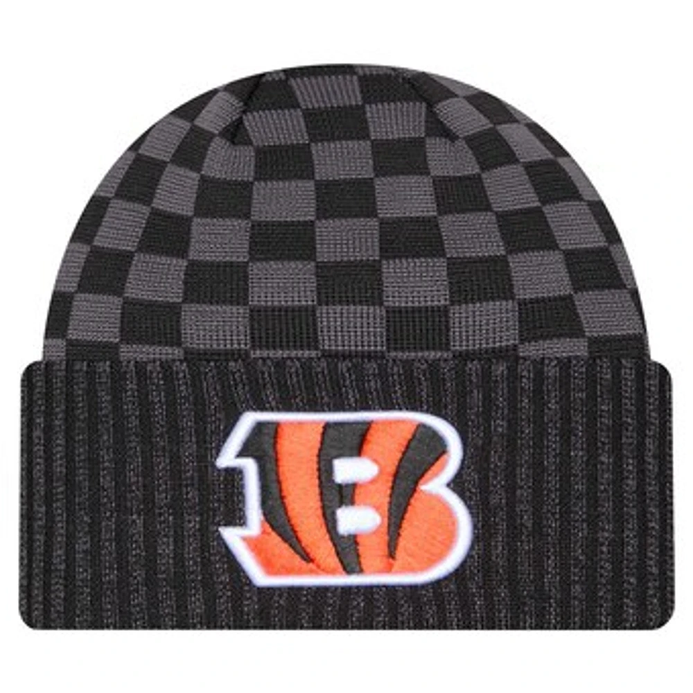 Men's New Era Black Cincinnati Bengals Checkered Cuffed Knit Hat