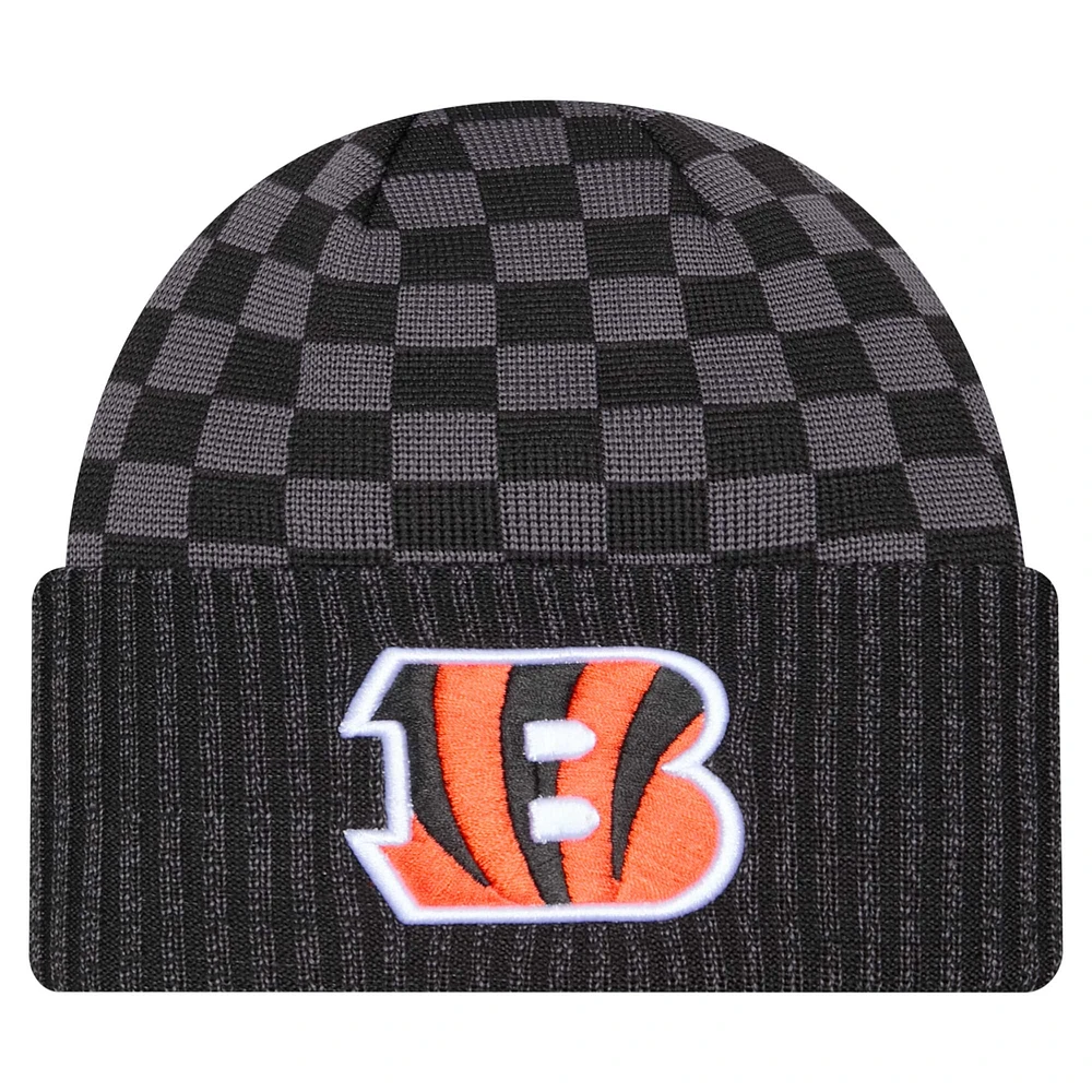 Men's New Era Black Cincinnati Bengals Checkered Cuffed Knit Hat