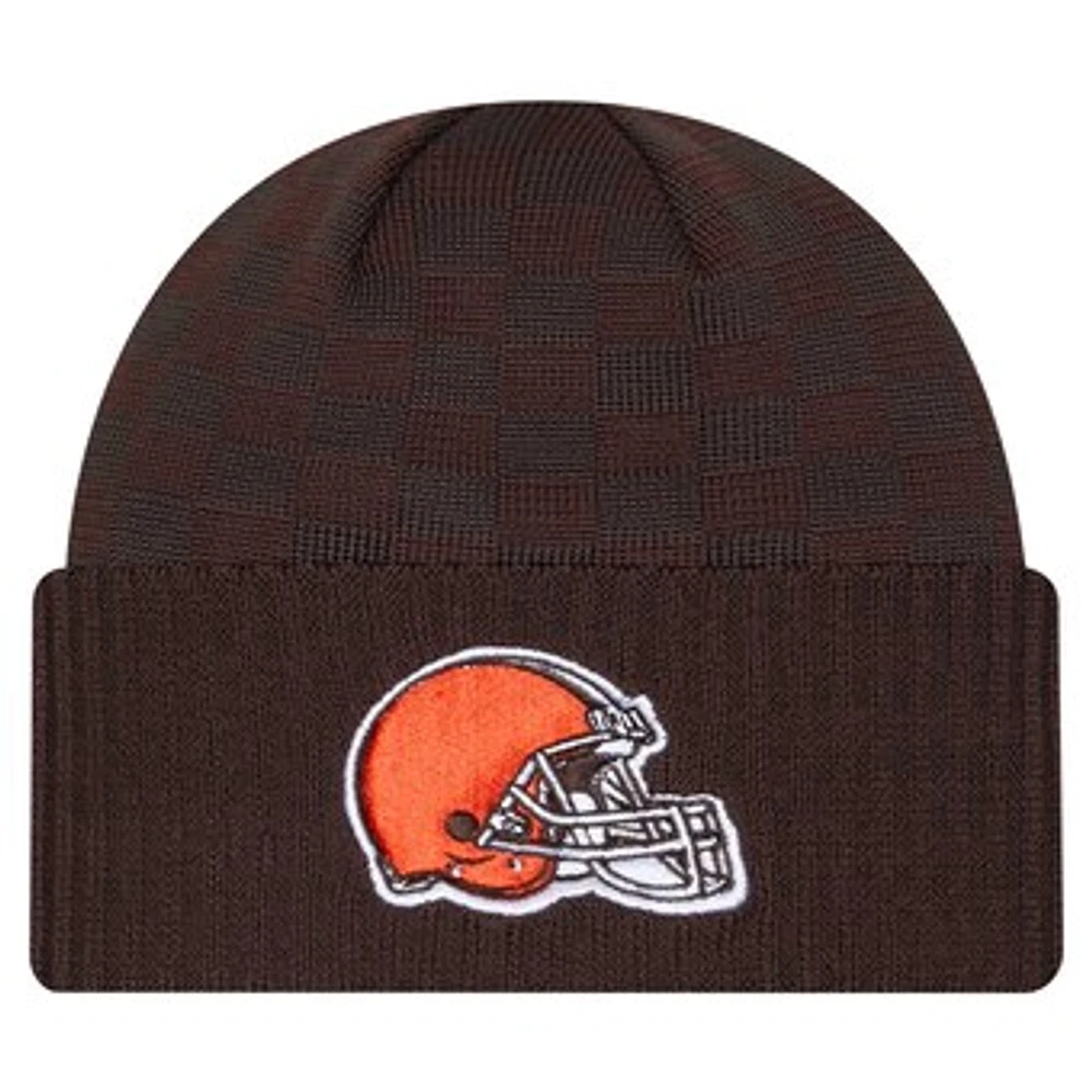 Men's New Era Brown Cleveland Browns Checkered Cuffed Knit Hat