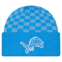 Men's New Era Blue Detroit Lions Checkered Cuffed Knit Hat