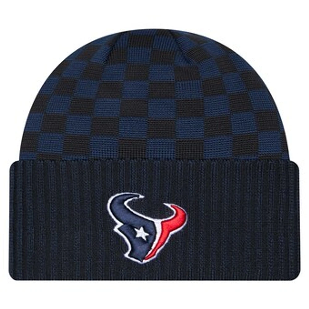 Men's New Era Navy Houston Texans Checkered Cuffed Knit Hat