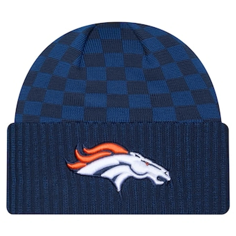 Men's New Era Navy Denver Broncos Checkered Cuffed Knit Hat