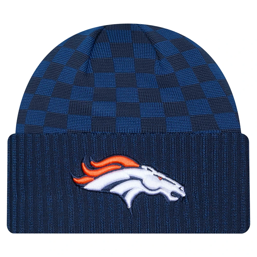 Men's New Era Navy Denver Broncos Checkered Cuffed Knit Hat