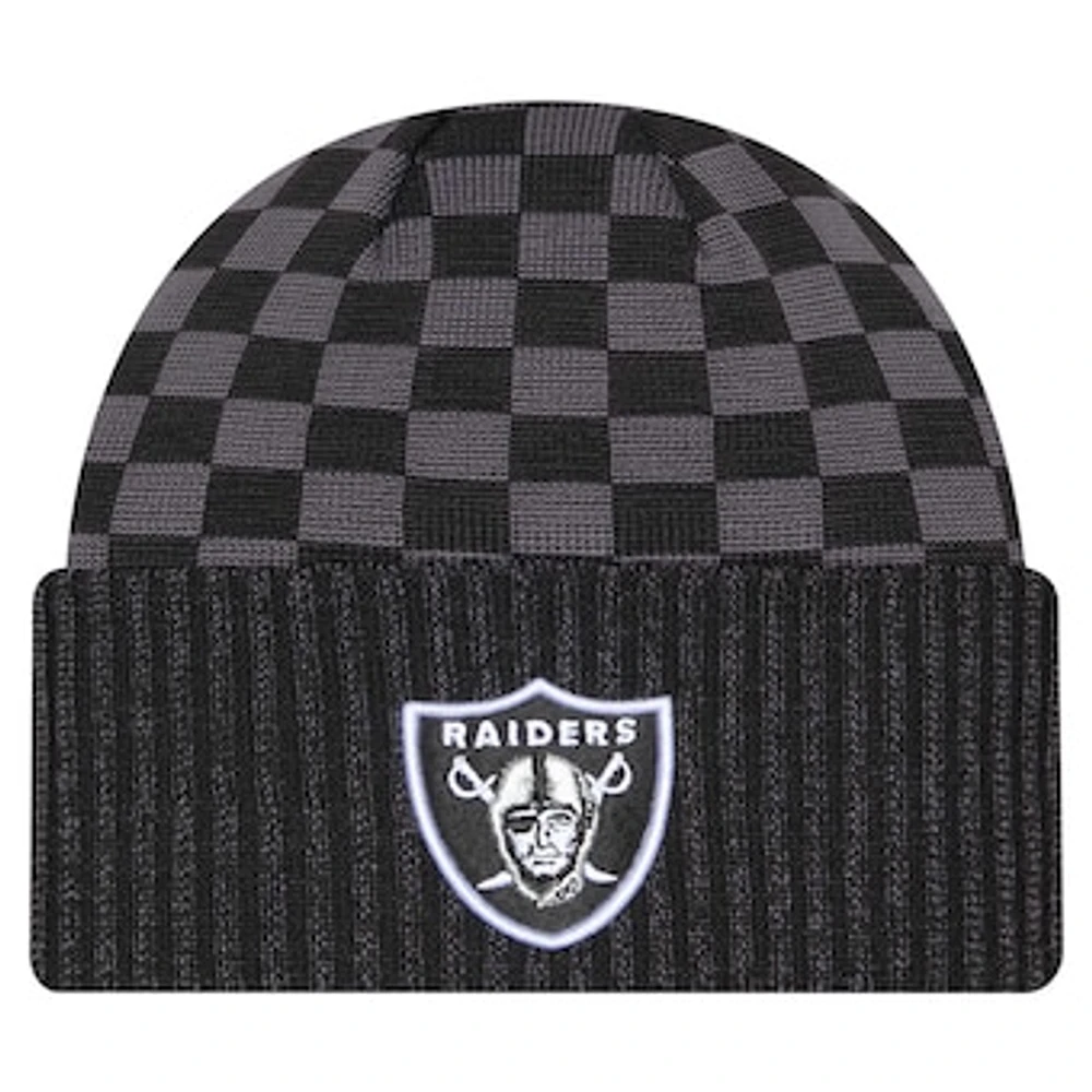 Men's New Era Black Las Vegas Raiders Checkered Cuffed Knit Hat