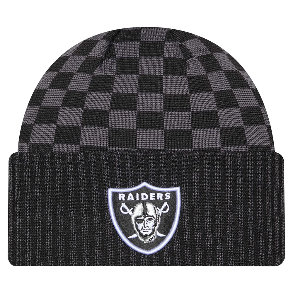 Men's New Era Black Las Vegas Raiders Checkered Cuffed Knit Hat