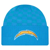 Men's New Era Powder Blue Los Angeles Chargers Checkered Cuffed Knit Hat